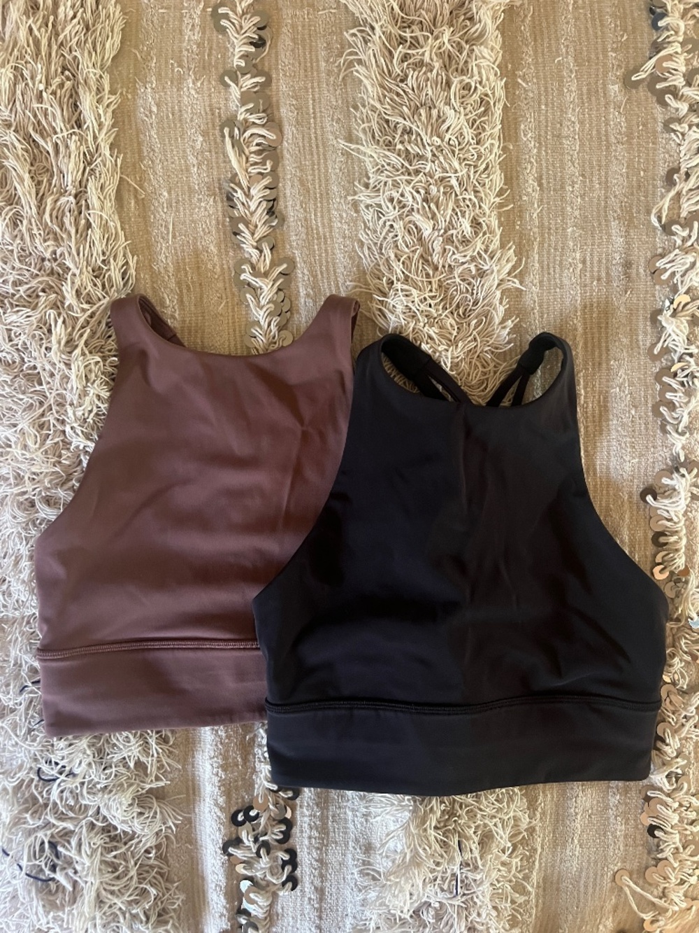 Lululemon Energy Bra 4 | High Neck Energy Bra Set of Two - Black and Taupe